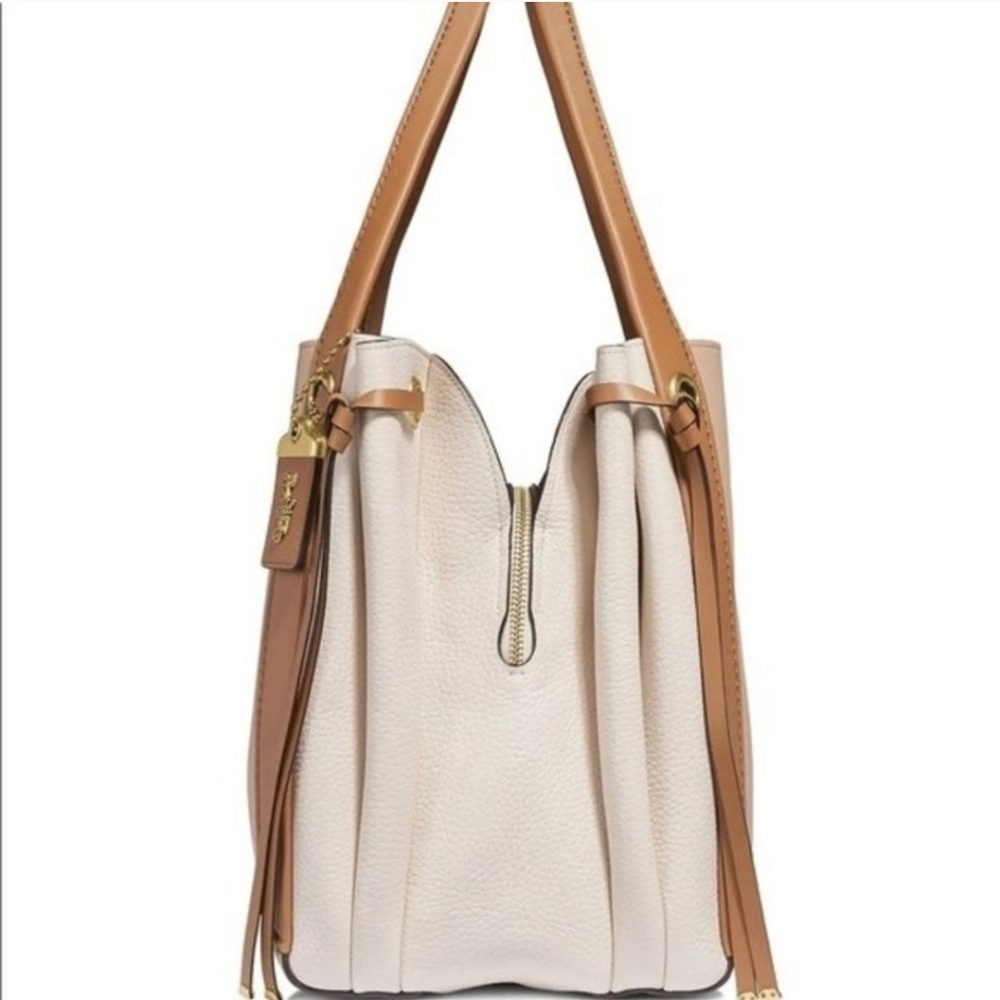 Coach 1941 Harmony Bag Tan Creamy White colorblock purple suede interior - Picture 8 of 16